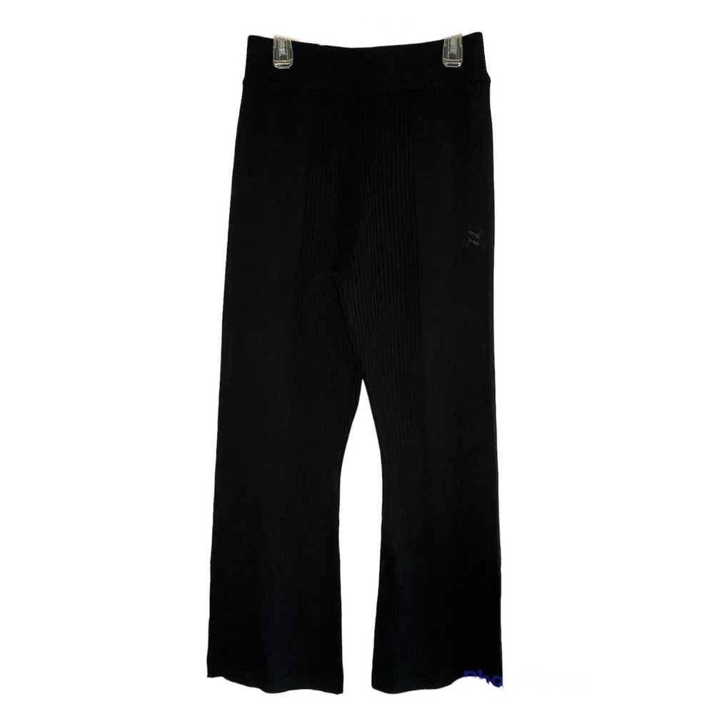 PUMA woman's size medium M knit ribbed flare slit athletic stretch pants